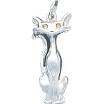 indian silver cat charm