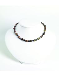 925 Sterling Silver Brown / Dark Purple Freshwater Cultured Pearl Necklace