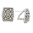 925 Silver Rectangular Flower Earrings with 18k Gold Accents