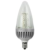 Lights of America 2325LEDE12-LF4-24 2-Watt Power LED B10 Flametip Bulb, Bright White