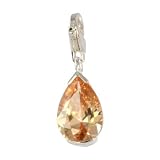 SilberDream Charm Cirkonia Waterdrop crystal amber 925 Sterling Silver Charms Pendant with Lobster Clasp for Charms Bracelet, Necklace or Charms Carrier FC207N