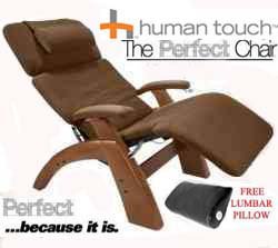 The Human Touch Power Electric Perfect Chair Recliner - PC95 / PC-095 Walnut Recline Wood Base Cashew MicroSuede Pads - Interactive Health Zero Anti Gravity Chair