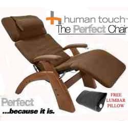 The Human Touch Power Electric Perfect Chair Recliner - PC95 PC-095 Walnut Recline Wood... by The Human Touch Power Electric Perfect Chair Recliner - PC95 / PC-095 Walnut Recline Wood Base Cashew MicroSuede Pads - Interactive Health Zero Anti Gravity Chair