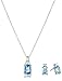 Amazon Collection Sterling Silver Checkerboard Gemstone and Created White Sapphire Earrings and Pendant Jewelry Set