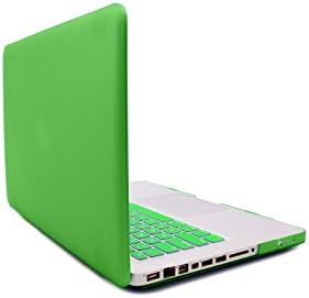 [Macbook pro 13.3'] iCrown(TM) 2014 New Arrival Green Matte Rubber Coated See Through Hard Shell Skin Case Cover for Aluminum Unibody 13.3 inches Macbook Pro with Silicon Keyboard Protector(US Keyboard Layout)