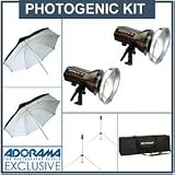 Photogenic/Adorama StudioMax III AC 320W Studio Kit, with 2 - AKC 160 Constant-Color Monolights, Adorama Umbrellas, Stands & Case