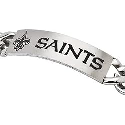 Stainless Steel New Orleans Saints Name Logo ID Bracelet