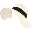 UPF 50 Sun Beach Hat Floppy Ribbon 3-5/8" Brim White