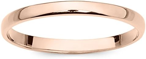 10k Rose Gold 2mm Light Comfort Fit Plain Wedding Band