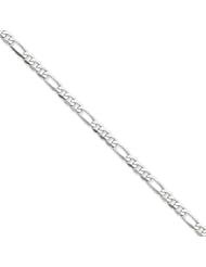 14k White Gold 4.0mm Flat Figaro Chain