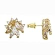 Gold Brass Earrings - Clear CZ