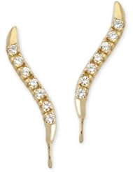 The Ear Pin Cubic Zirconias Gold Over Silver Short Version Classic Earrings
