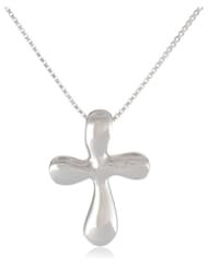 Sterling Silver Puffed Cross Pendant Necklace, 18"
