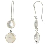 Les Poulettes Jewels - Sterling Silver Earrings with Mother of Pearl Ivory Color