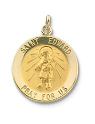 St. Saint Edward Medal Pendant 14K Gold Yellow R16311