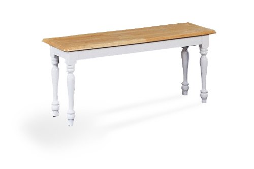 Natural And White Solid Wood Bench
