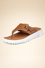 Step Tone Leather Metallic Flip Flops with Nature Step Technology