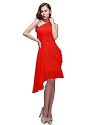 Asymmetric Lace One Shoulder Chiffon Short Evening Dress/Bridesmaid Dress/Prom Dress 