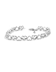 Jessica Simpson Silver Diamond Heart Link Bracelet (0.07 cttw)