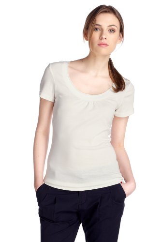 edc by ESPRIT Damen T-Shirt Regular Fit, 032CC1K023, Gr. 34 (XS), Wei&szlig; (broken white 128) Preisvergleich
