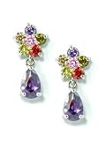 18K White Gold Plated Multicolor CZ Flower and Teardrop Earrings 31iMTmuDhGL. SL160 18K White Gold Plated Multicolor CZ Flower and Teardrop Earrings