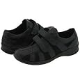 Aetrex Womens Essence Striped 2 Strap Velcro Shoes,Black Leather/Suede,6 XW