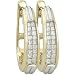 14K Two Tone Gold Invisible Set Princess Cut Diamond Hoop Earrings 14K Two Tone Gold Invisible Set Princess Cut Diamond Hoop Earrin