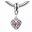 Believe Beads � 1 X Silver Plated Pink Stone Heart Charm Bead fits Pandora/Troll/Chamilia style Bracelets
