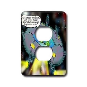 Londons Times Funny Aliens Cartoons - Telemarketing Aliens - Light Switch Covers - 2 plug outlet cover