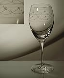 Grehom Crystal Wine Glass-Creepers, Hand Etched, Mouth Blown, 24% Lead Crystal Drinkware, Sold as single unit