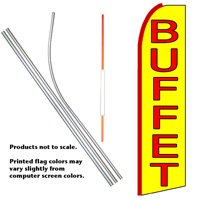 BUFFET Feather Banner Flag Kit (Flag, Pole, and Ground Mt) by 