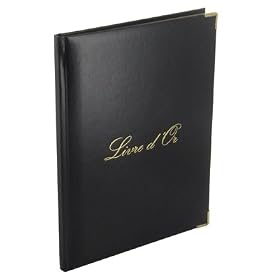 LECAS - Livre d'h�tes fran�ais avec inscription "Livre d'Or" - pour le march�: F -couverture rembourr�e, avec 128 feuilles, deux coins dor�s, marque-page, dimensi