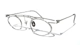 Silver 8013 Rimless Egg-Shaped Neostyle Oval KOURE EYEGLASSES with Double Crescent Lines / Mens and Womens Steampunk Glasses / Includes Box, Cleaning Cloth, and Lens Size Fitter / Frames Only (no lenses)