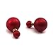 DDU(TM) 1 Pair Red- Charming Double Artificial Bead Earring Ear Stud