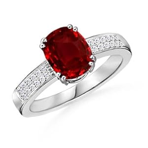 Cushion Ruby and Diamond Ring in Platinum