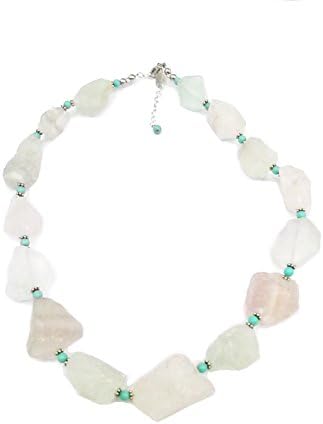 Raw Flourite and Simulated Turquoise Nugget Necklace