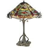 Buy Dale Tiffany 0051 Floral Dragonfly Table Lamp, Antique Bronze and Art Glass Shade by Dale Tiffany Lamps