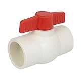 uxcell　ボールバルブ　スリップフルポート　レッド　コントロールハンドルレバー　U-PVC　ホワイト　50mm－50mm