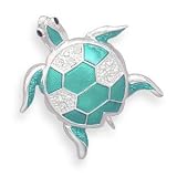 Jewelry Locker Clear Swarovski Crystal and Green Epoxy Turtle Fashion Pin