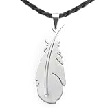 Classic Stainless Steel Silver Feather Pendant with chains