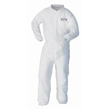 Kimberly Clark KleenGuard A10 Polypropylene Light Duty Coverall, Disposable, Elastic Wrist, Large, White (Case of 25)