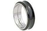 Concave Two Tone Black IP Titanium Ring