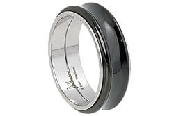 Concave Two Tone Black IP Titanium Ring