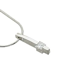 Ann Harrington Jewelry 14k White Gold 3/8 Ct Princess Cut Diamond Solitaire Pendant Necklace