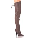 5 Inch Sexy Thigh Boot With Lace At The Rear Black Leather High Heel Boot