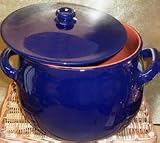 Piral Terracotta Blue Rounded Pot with Two Handles