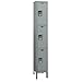 Hallowell Maintenance-Free Quiet Locker Triple Tier 1 Wide (Knock-Down) UY1228-3 / UY1258-3 / UY1288-3 Size: 12"W x 12"D x 78"H, Color: Gray