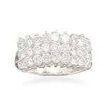 Sterling Silver Raised 3 Row CZ Ring