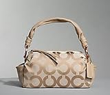Coach Parker Op Art Shoulder Zip Bag 13439 Rosegold/Light Khaki/Sand