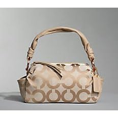 AUTHENTIC COACH PARKER OP ART SHOULDER ZIP 13439 (Khaki/RoseGold)
